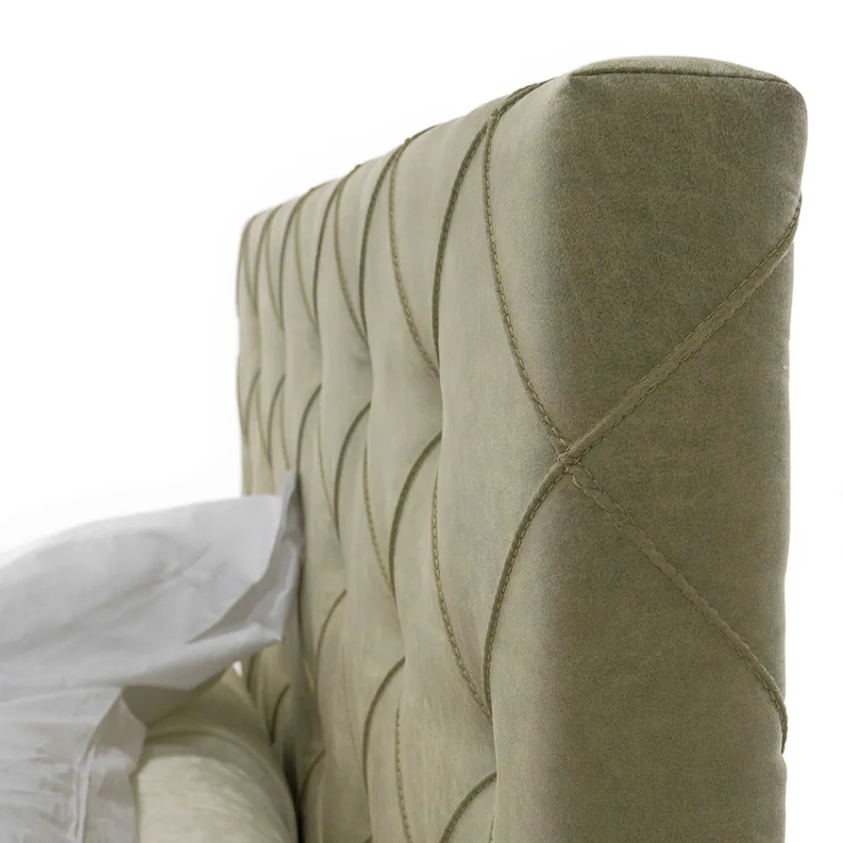 Cama de casal estofada luxuosa com caixa de armazenamento fabricada na Itália - rasgada Viadurini