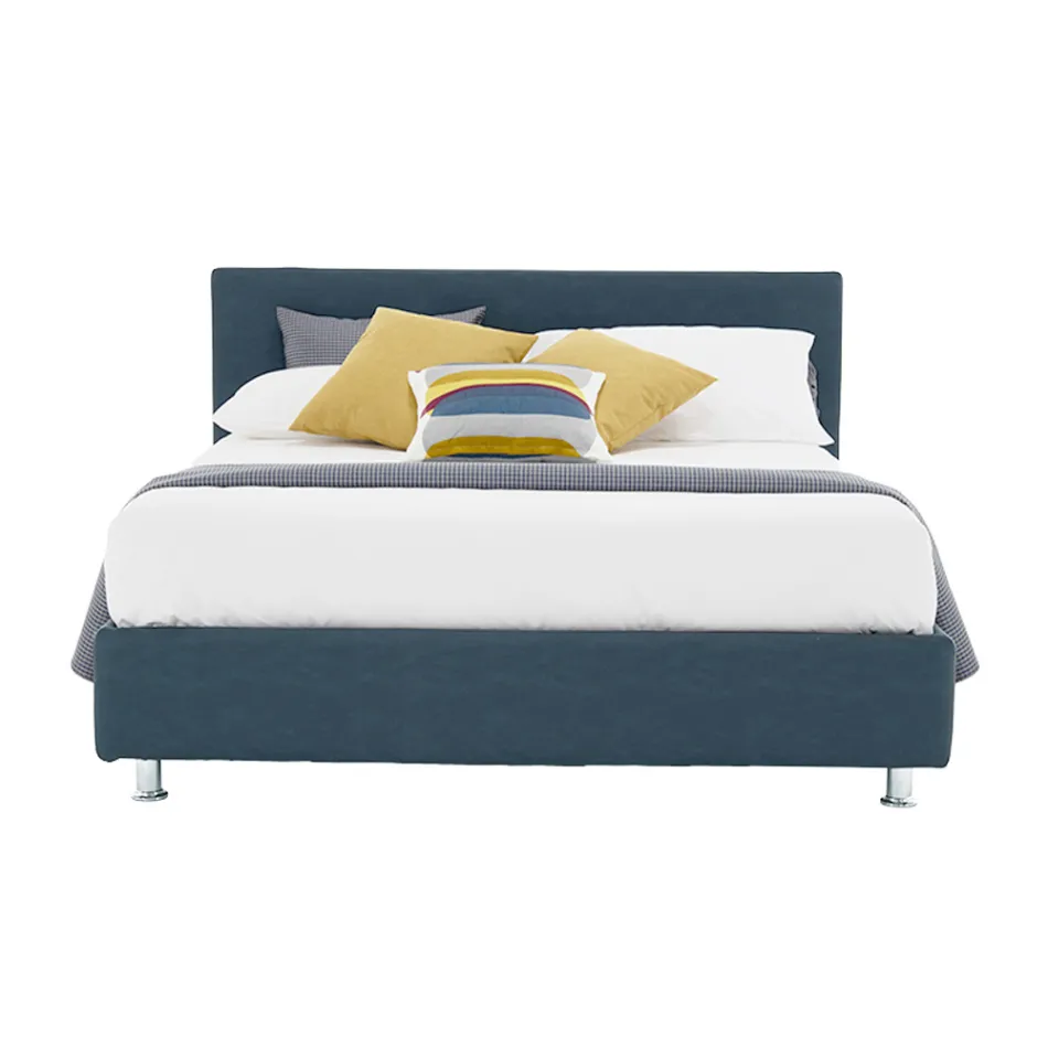 Cama de Casal Luxo em Couro Ecológico ou Tecido com Caixa Made in Italy – Nuvola Viadurini