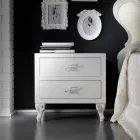 Cama de casal estofada com 2 mesas de cabeceira e colchão Made in Italy - Aaron Viadurini