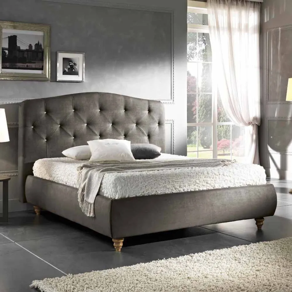 Cama de casal acolchoada com caixa de armazenamento 160x190 / 200cm Leone Viadurini