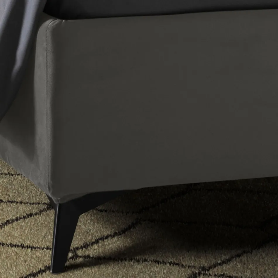 Cama de casal estofada com caixa de armazenamento fabricada na Itália - Girassol Viadurini