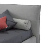 Cama de casal estofada com caixa, tecido ou couro ecológico Fabricado na Itália - Lardino Viadurini