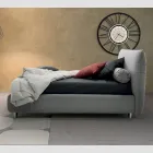 Cama de casal estofada com caixa, tecido ou couro ecológico Fabricado na Itália - Lardino Viadurini