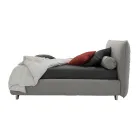 Cama de casal estofada com caixa, tecido ou couro ecológico Fabricado na Itália - Lardino Viadurini