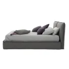 Cama de casal estofada com cômoda em couro ecológico ou tecido - Notre Dame Viadurini