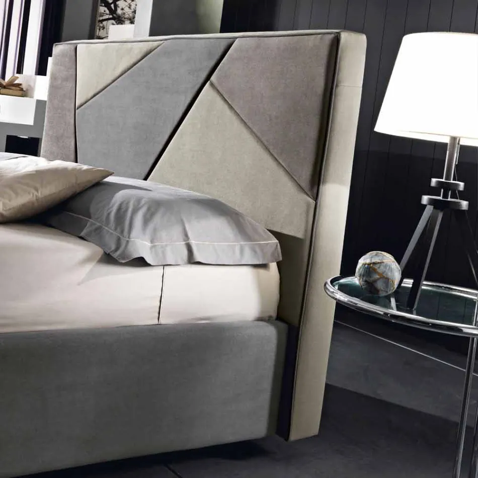 Cama de casal estofada com contêiner elevatório 160x190 / 200cm Mia Viadurini