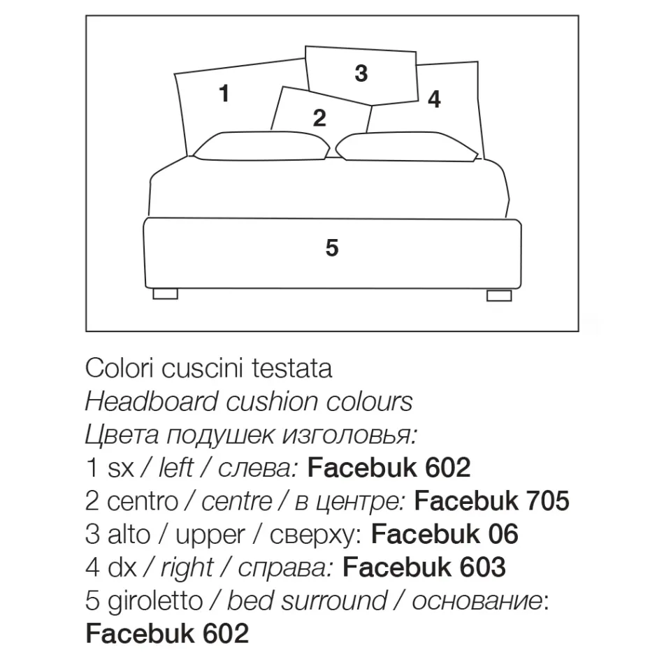 Cama de casal estofada com móvel de tecido - Belle Viadurini