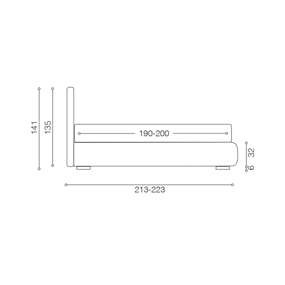 Cama de casal estofada com móvel de tecido - Belle Viadurini