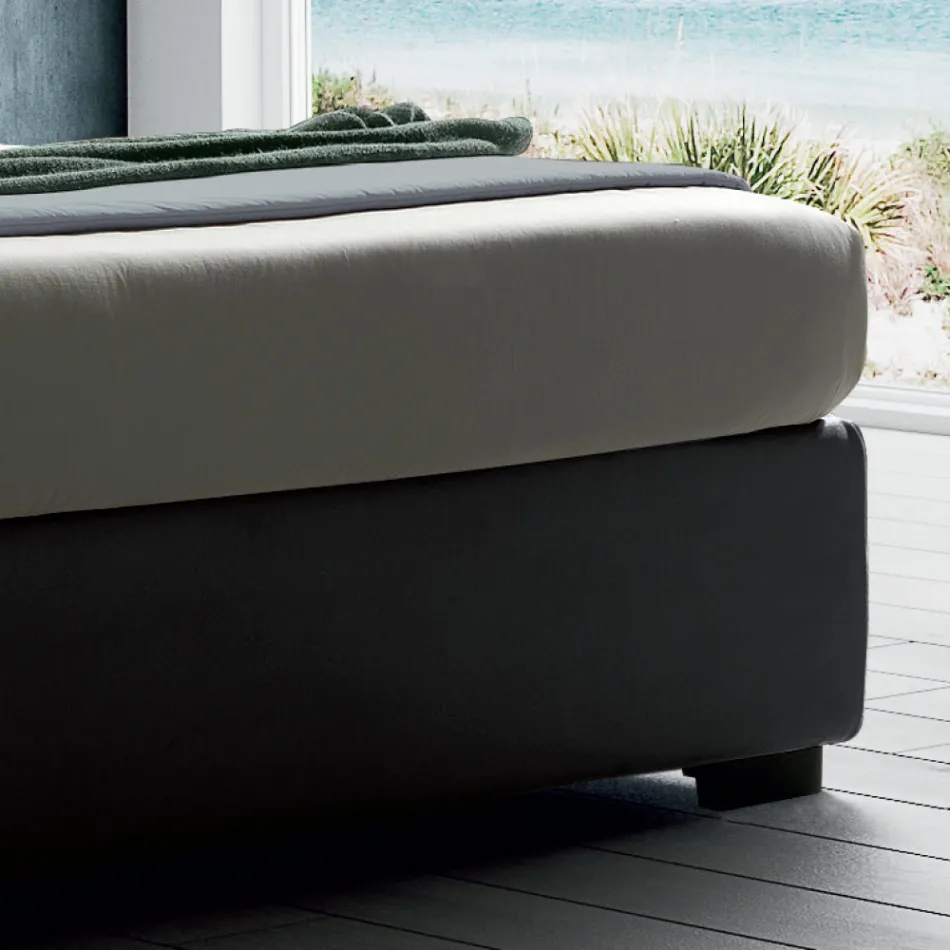 Cama de casal estofada com móvel de tecido - Belle Viadurini