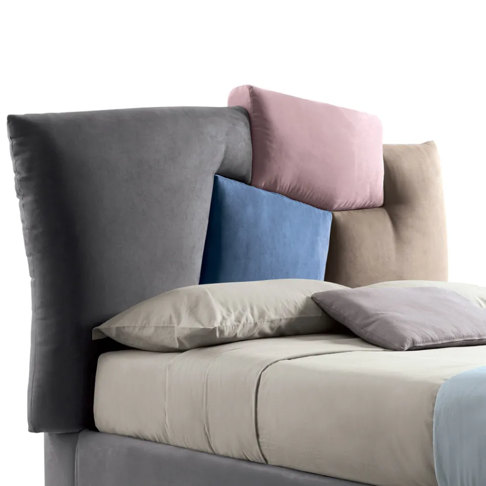 Cama de casal estofada com móvel de tecido - Belle Viadurini