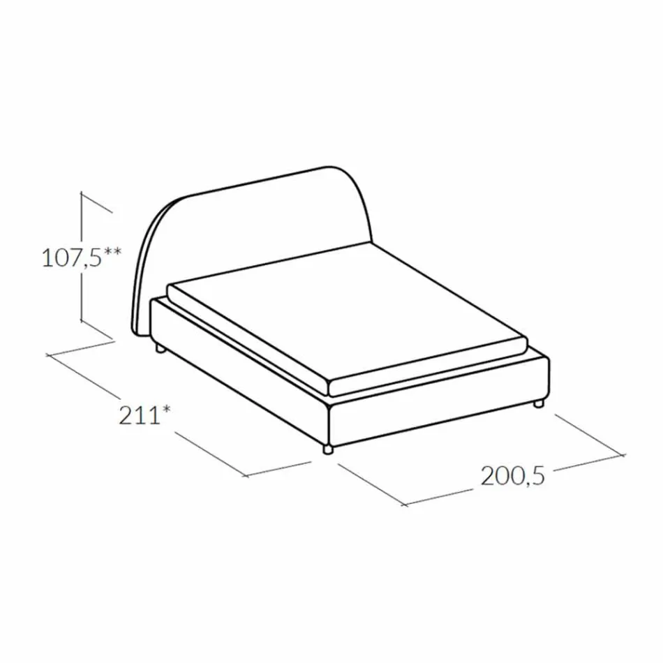 Cama de casal acolchoada com contêiner moderno 160x190 / 200 Reby Viadurini