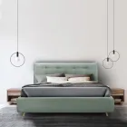 Cama de casal estofada com armazenamento opcional Made in Italy - Akira Viadurini