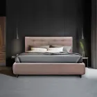 Cama de casal estofada com armazenamento opcional Made in Italy - Akira Viadurini