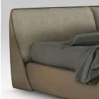 Cama de Casal Acolchoada e Forjada em Tecido e Couro Made in Italy - Lula Viadurini