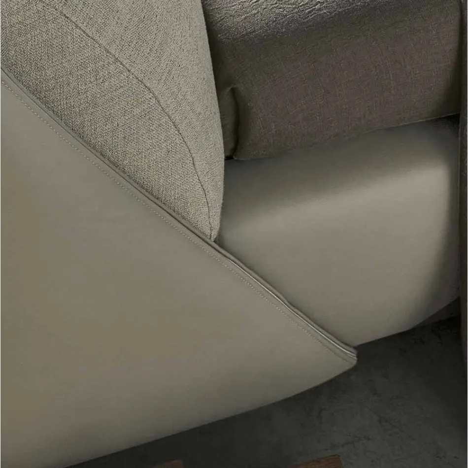 Cama de Casal Acolchoada e Forjada em Tecido e Couro Made in Italy - Lula Viadurini