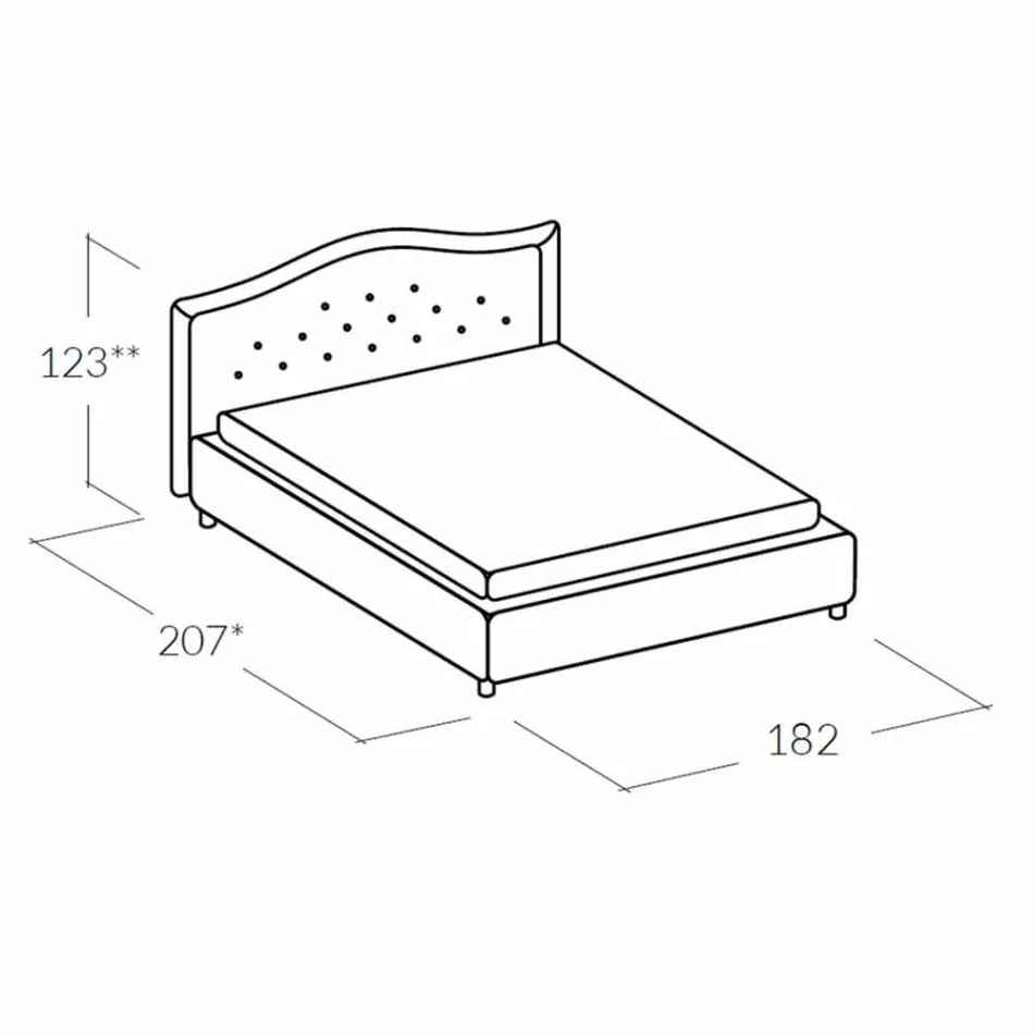 Cama de casal estofada em imitação de pele com caixa 160x190 / 200 cm Agly Viadurini
