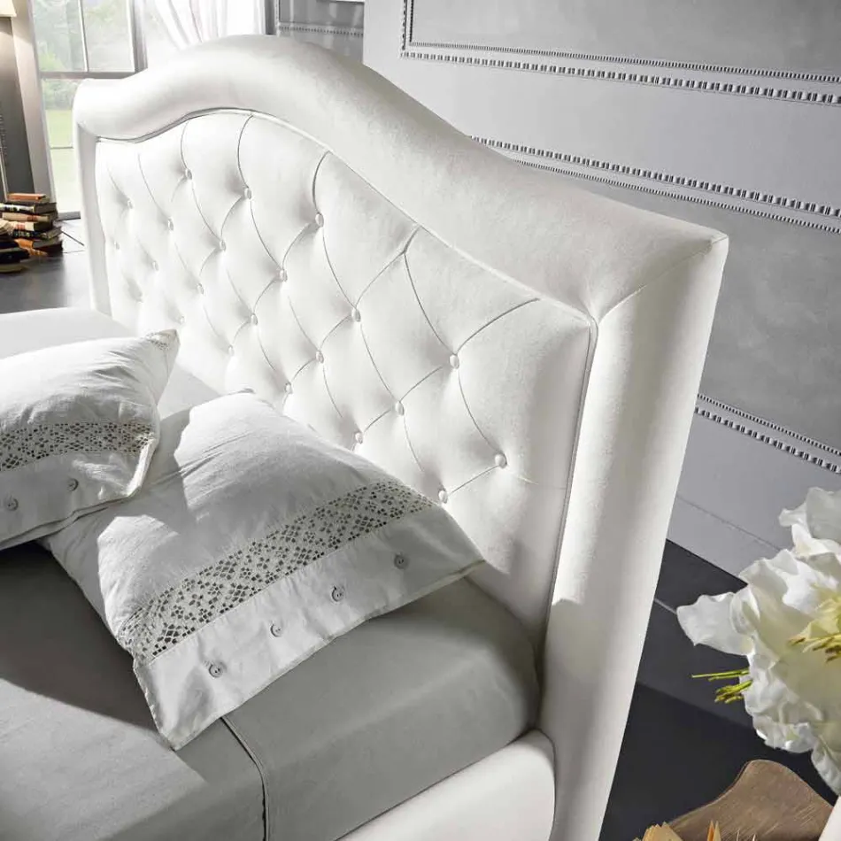 Cama de casal estofada em imitação de pele com caixa 160x190 / 200 cm Agly Viadurini