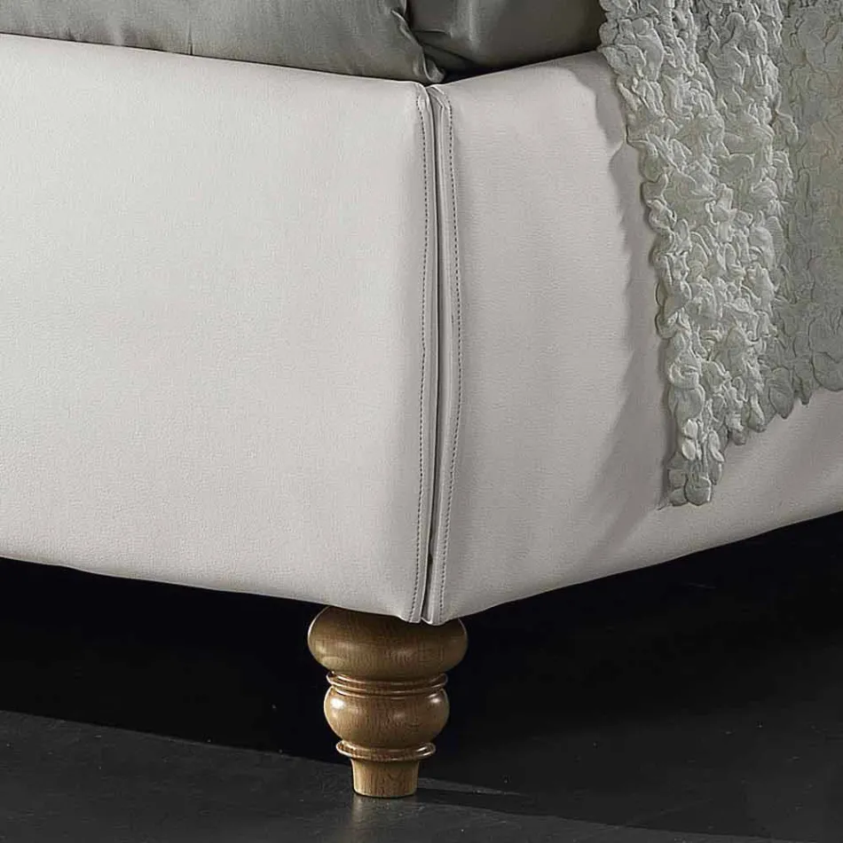 Cama de casal estofada em imitação de pele com caixa 160x190 / 200 cm Agly Viadurini