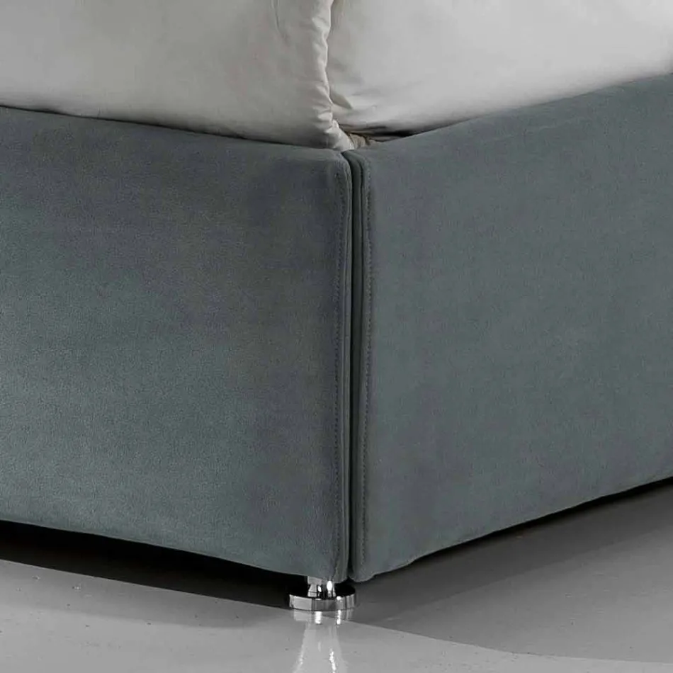 Cama de casal estofada moderna com caixa solar 160x190 / 200cm Viadurini