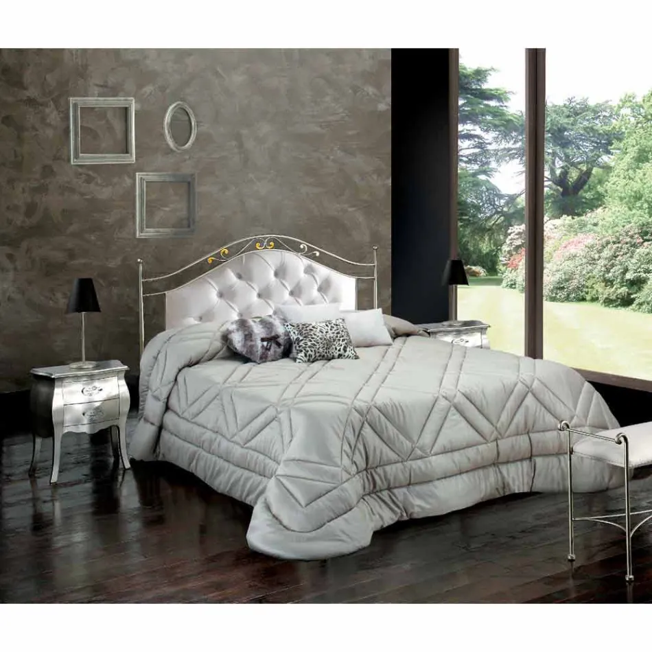 Cama de casal estofada artesanal em ferro maciço Gracie Viadurini