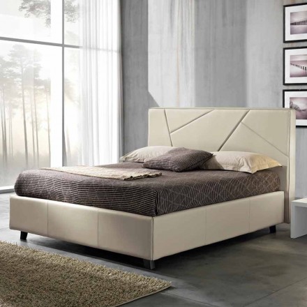 Cama de casal em imitação de pele com caixa elevatória 160x190 / 200 cm Mia Viadurini
