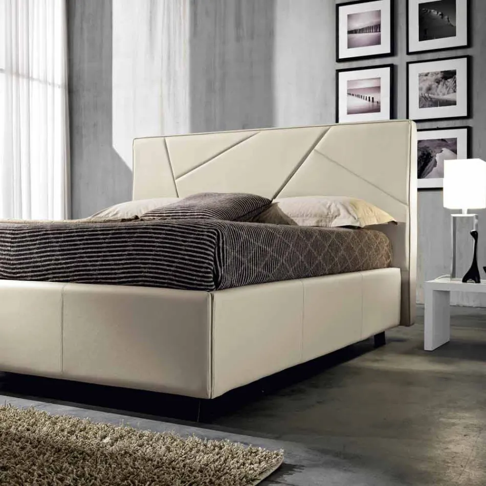 Cama de casal em imitação de pele com caixa elevatória 160x190 / 200 cm Mia Viadurini