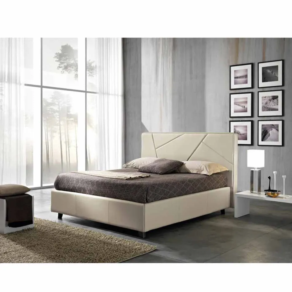 Cama de casal em imitação de pele com caixa elevatória 160x190 / 200 cm Mia Viadurini