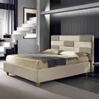 Cama de casal em imitação de pele com caixa de armazenamento 160x190 / 200 cm Gin Viadurini