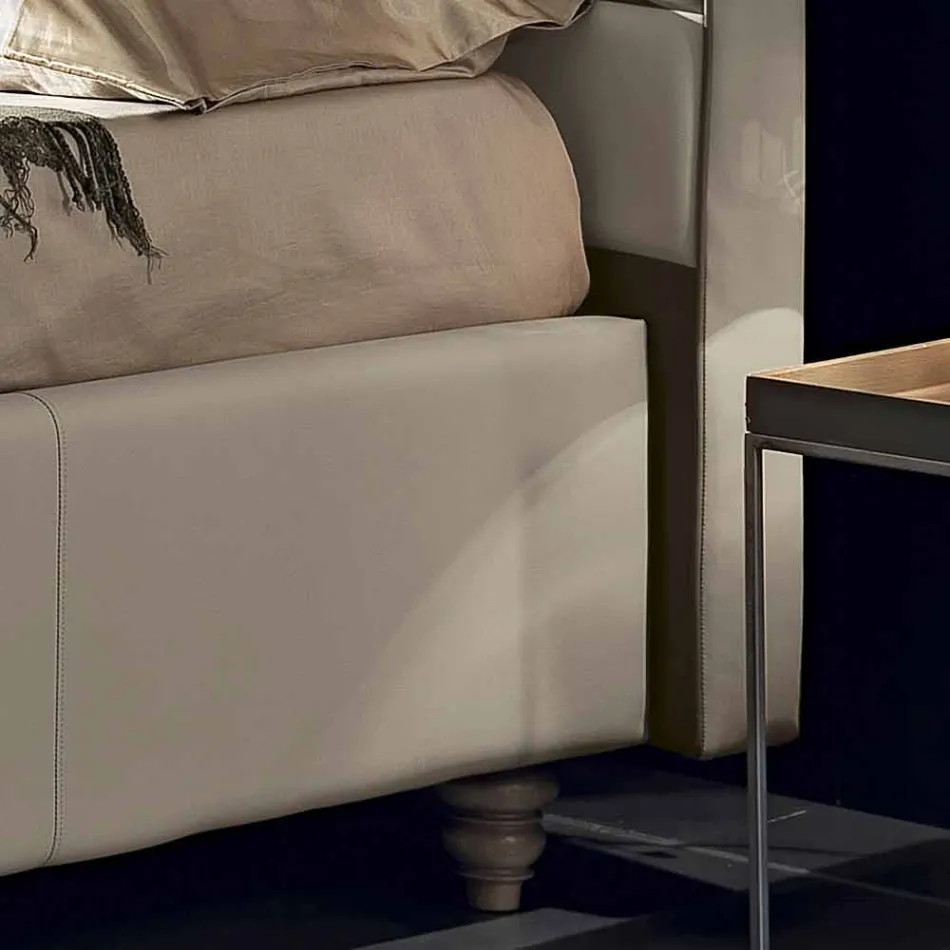 Cama de casal em imitação de pele com caixa de armazenamento 160x190 / 200 cm Gin Viadurini