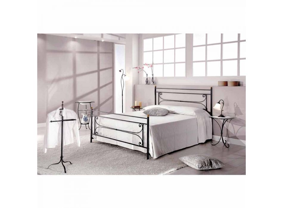 cama de casal em ferro forjado com razão de artesanato Evelyn Viadurini