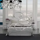 Cama de casal de ferro com estribo coordenado Made in Italy - Laser Viadurini