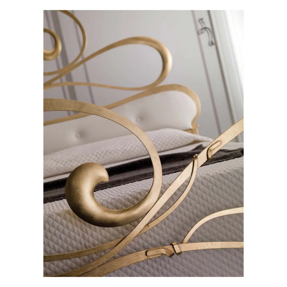 Cama de casal de ferro com estribo coordenado Made in Italy - Laser Viadurini