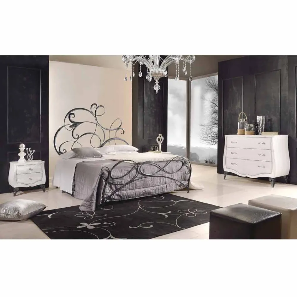 cama de casal de ferro com cabeceira em lâmina forjada Allison Viadurini
