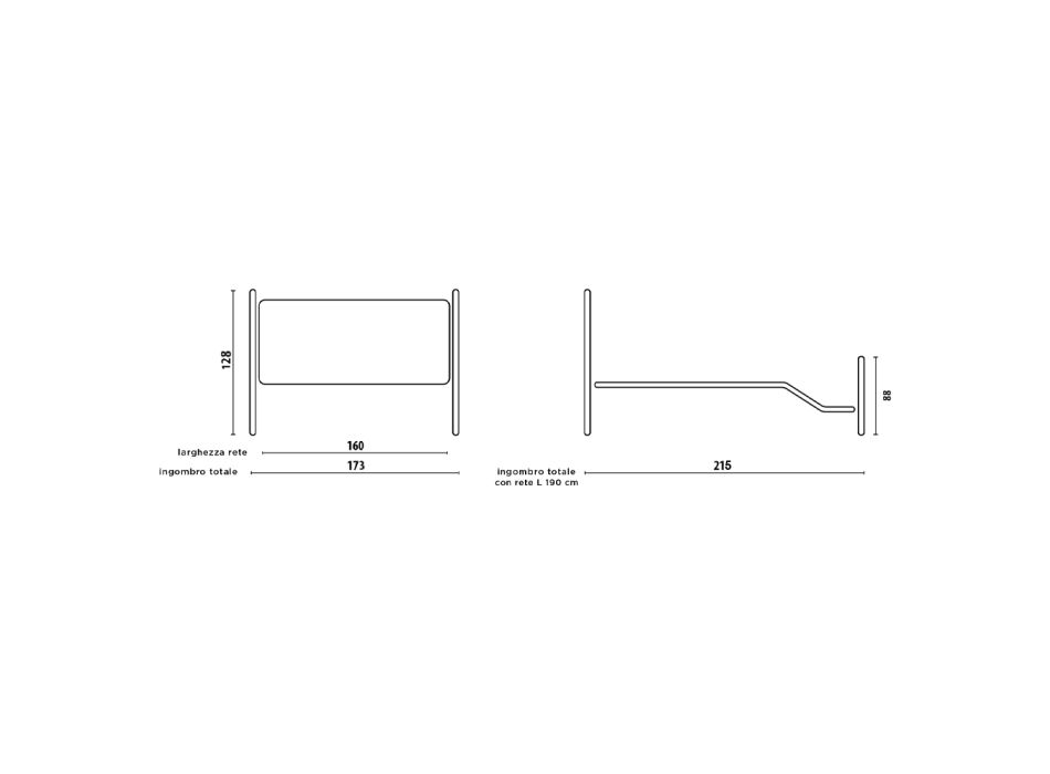 Cama de Casal em Ferro Tubular Preto Prata Fabricado na Itália - Geometria Viadurini