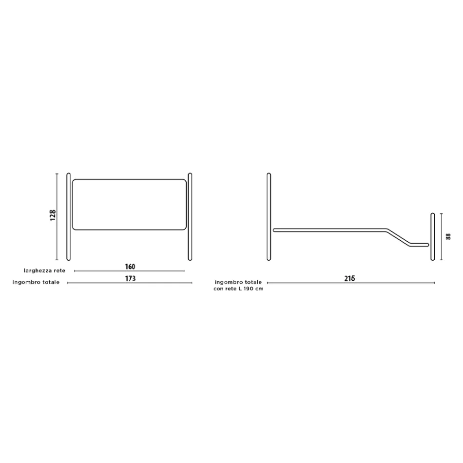 Cama de Casal em Ferro Tubular Preto Prata Fabricado na Itália - Geometria Viadurini