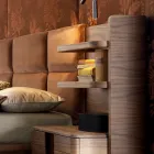 Cama de casal de madeira maciça com estofado Grilli York 100% made Itália Viadurini