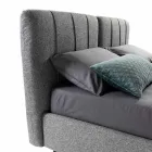 Cama de casal de tecido com caixa e cabeceira listrada fabricada em Itália - Nives Viadurini