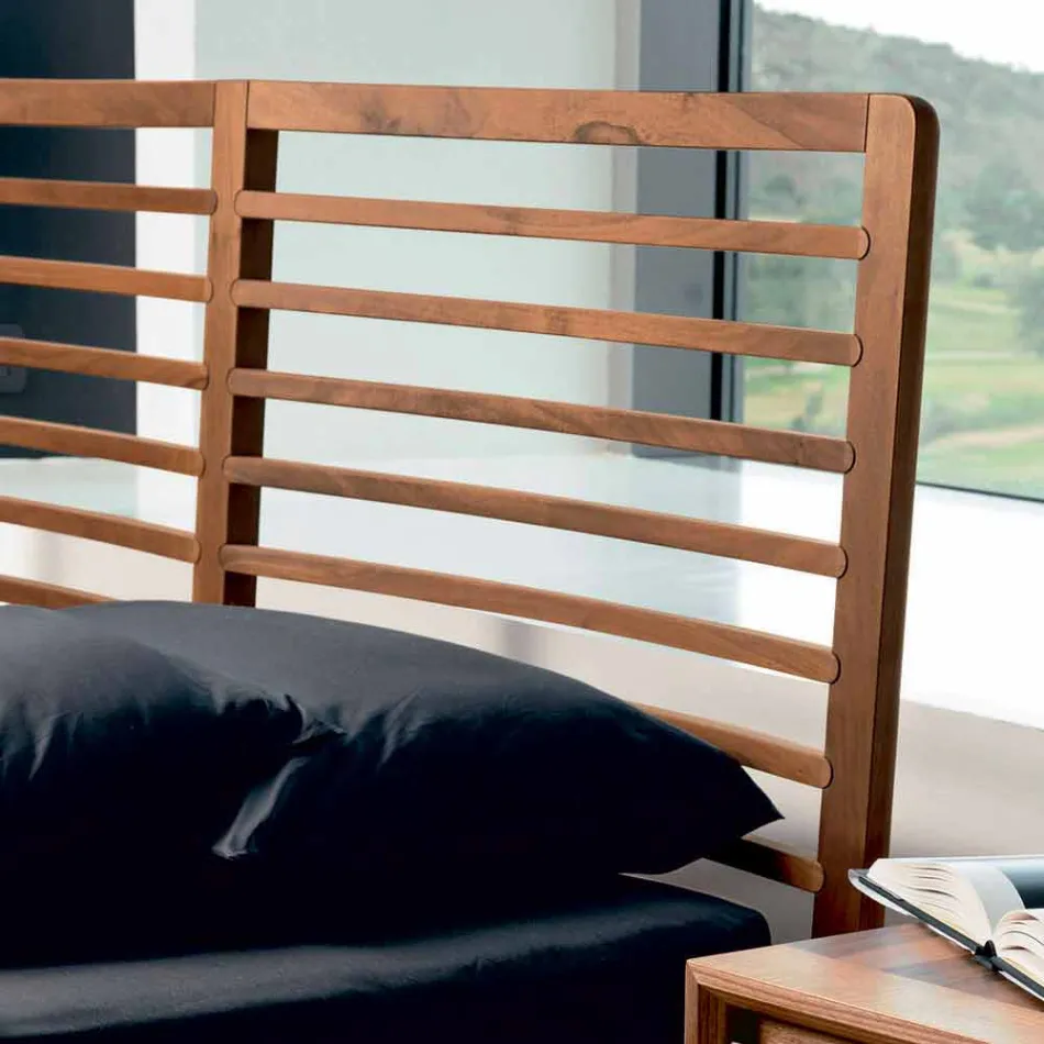 Made in Italy cama de casal com base de noz sólida Didimo Viadurini