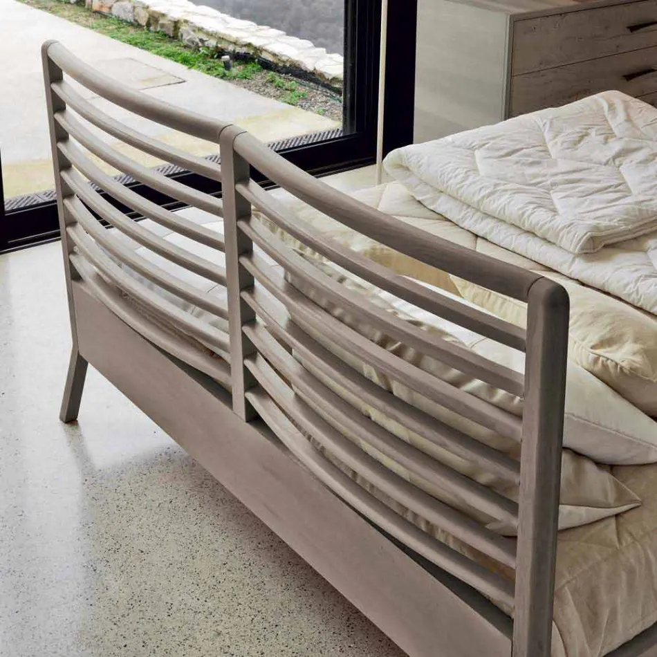 Made in Italy cama de casal com base de noz sólida Didimo Viadurini