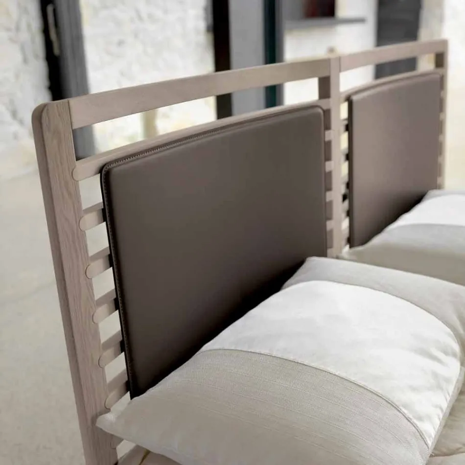 Made in Italy cama de casal com base de noz sólida Didimo Viadurini