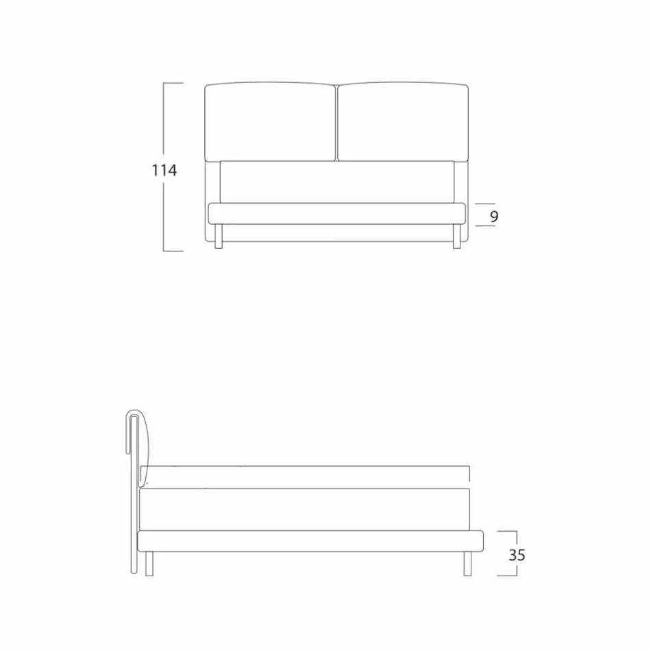 Cama de casal moderna, base fina, Iorca by Bolzan Viadurini