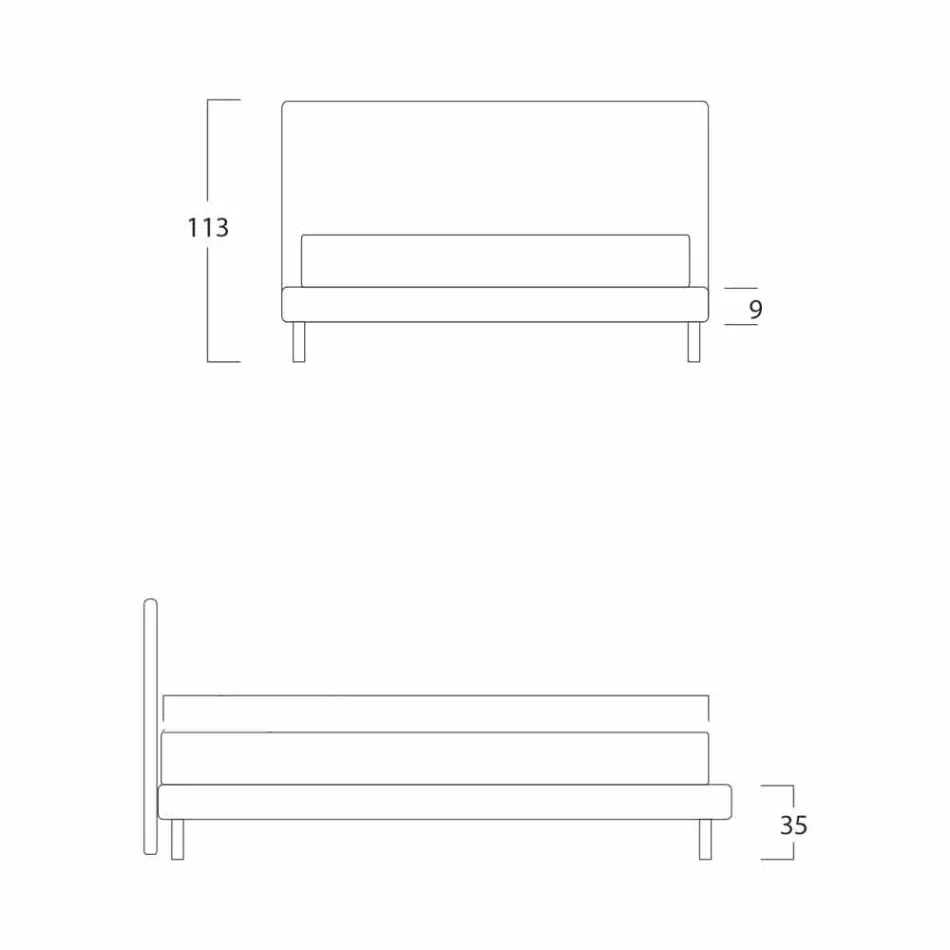 Cama de casal moderna com base fina Gaya New by Bolzan Viadurini