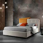 Cama de Casal Design Moderno em Veludo Cinza e Laranja - Plorifon Viadurini