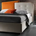 Cama de Casal Design Moderno em Veludo Cinza e Laranja - Plorifon Viadurini