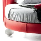 Cama de casal moderna redonda de luxo em couro sintético fabricado na Itália - Dream Viadurini