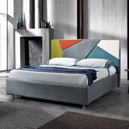 Cama de casal acolchoada moderna com caixa elevatória 160x190 / 200cm Mia Viadurini