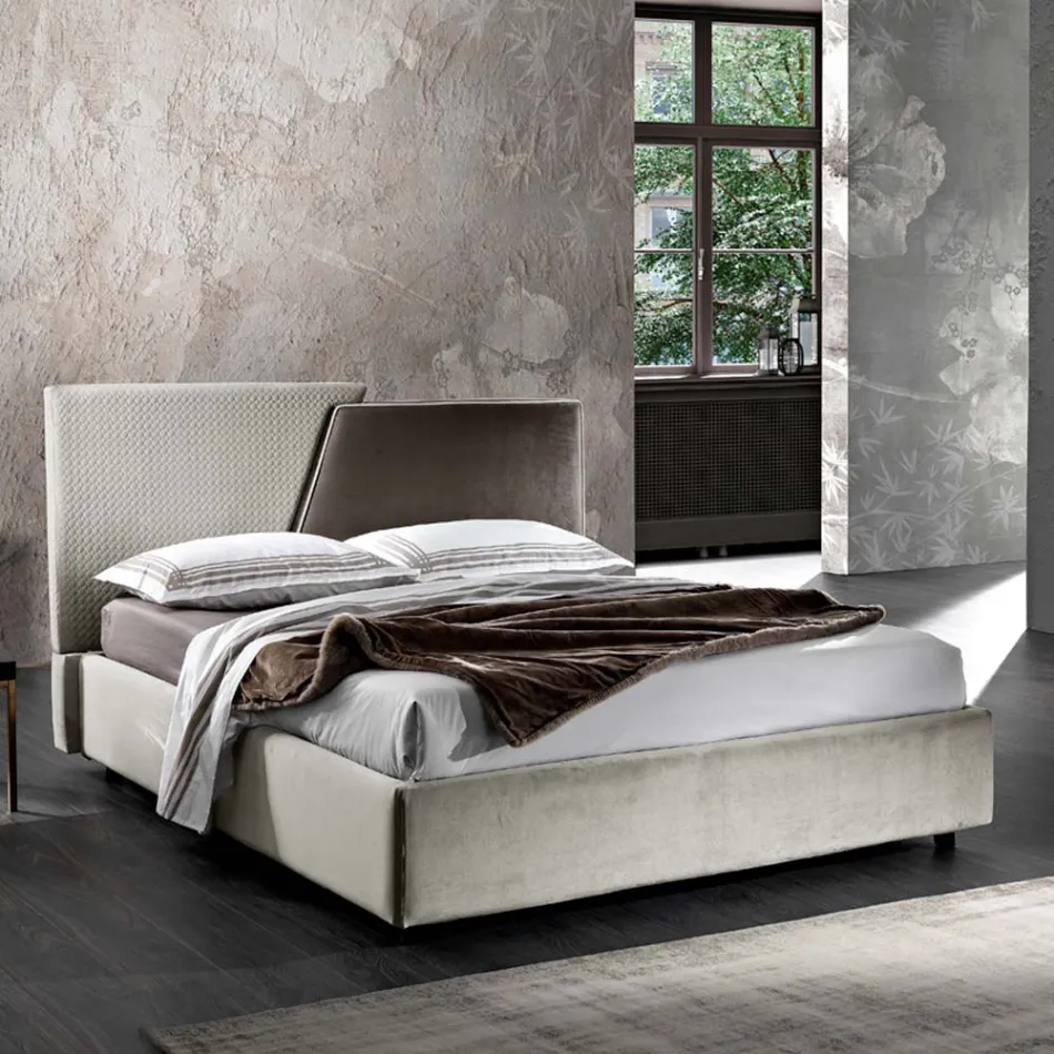 Cama de casal estofada moderna com design acolchoado ou liso - Aftamo Viadurini