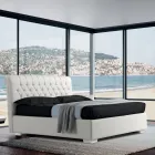 Cama de casal moderna em couro sintético com armazenamento - Ozzano Viadurini