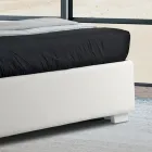 Cama de casal moderna em couro sintético com armazenamento - Ozzano Viadurini