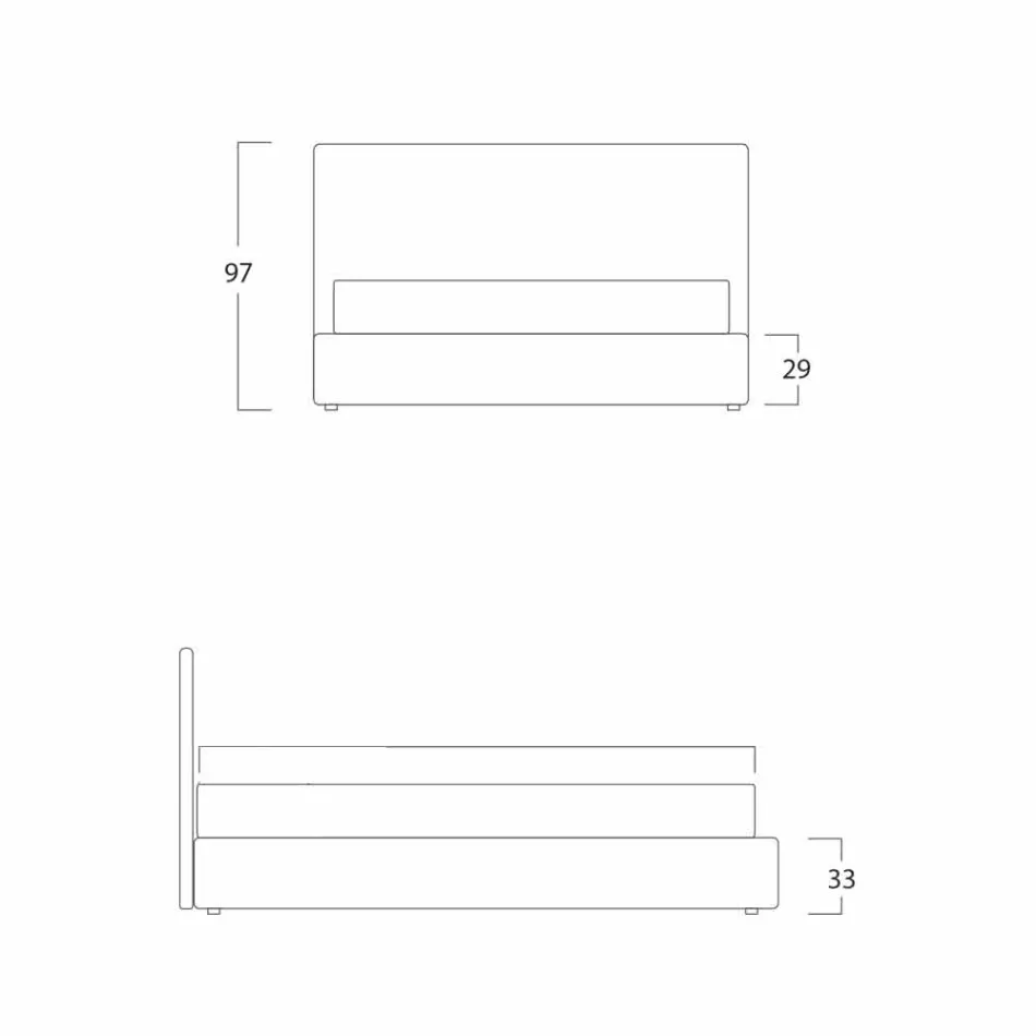 Cama de casal moderna, sem arrumação, Gaya New by Bolzan Viadurini